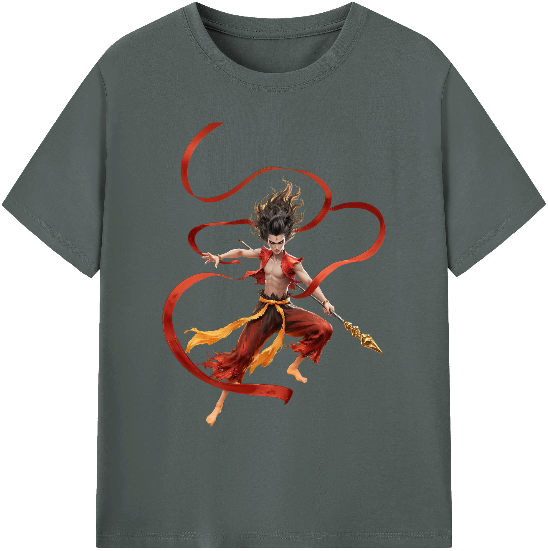 （画像用） Ne Zha 2 ナタ 魔童の大暴れ 綿100％ メンズ半袖Tシャツ｜肌触りやわらか＆通気性